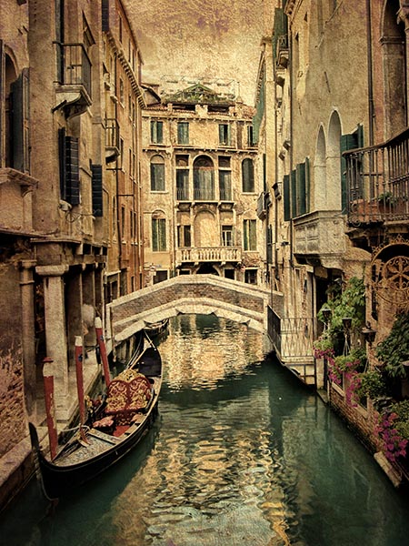 Фреска изображение города Венеция в стиле гранж